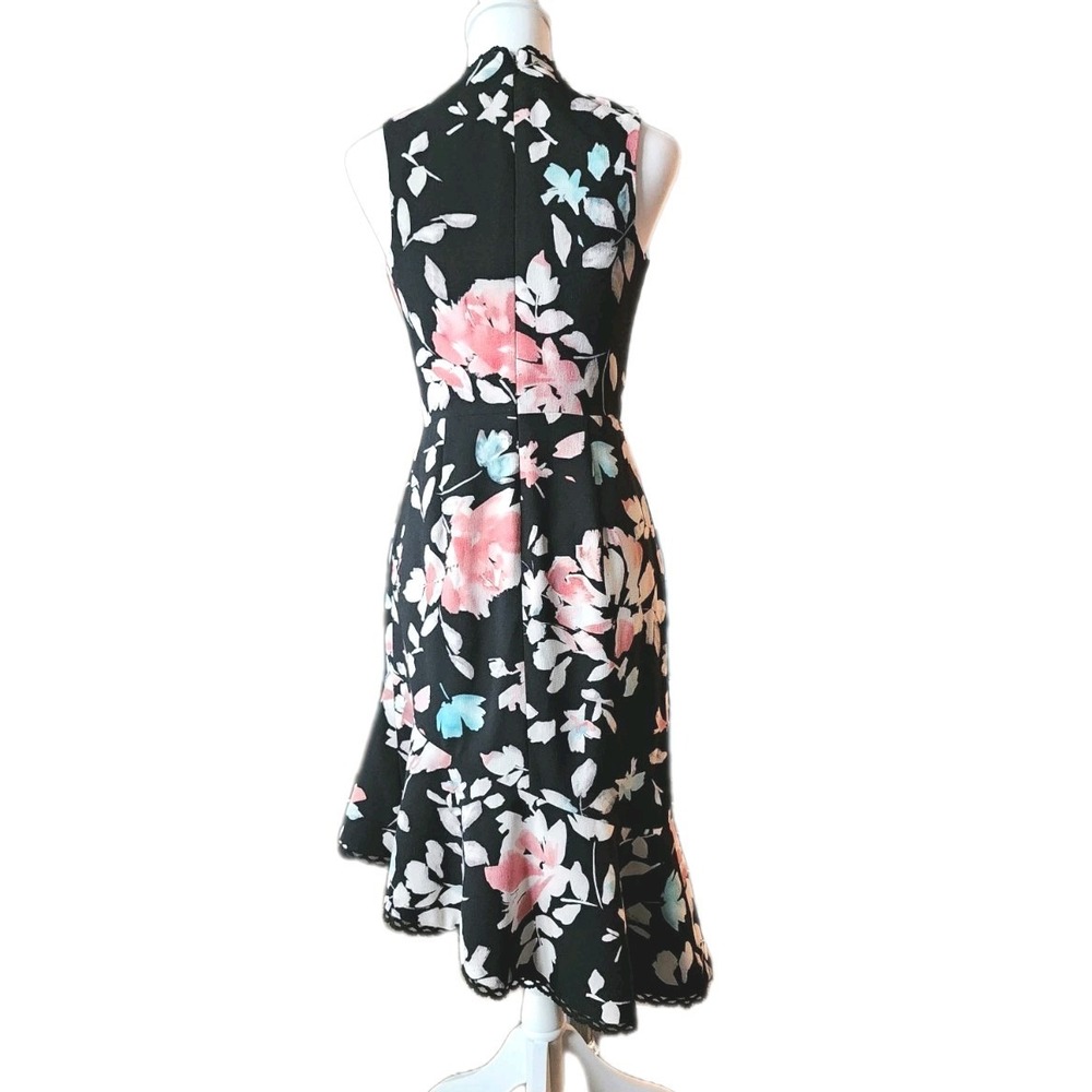 Dress the Population Dress S Asymmetrical Hem Navy Pink Floral Parties Salsa - Picture 2 of 10